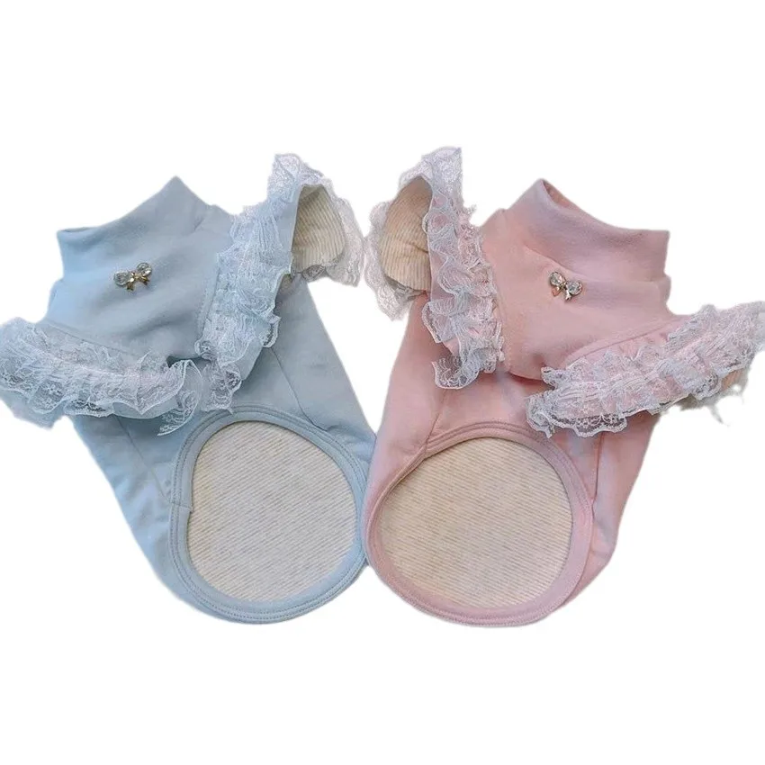 Ropa de verano para perros pequeños, Body de princesa de encaje con mangas voladoras, camisas bonitas para cachorros, trajes cómodos para peluche - imagen 5