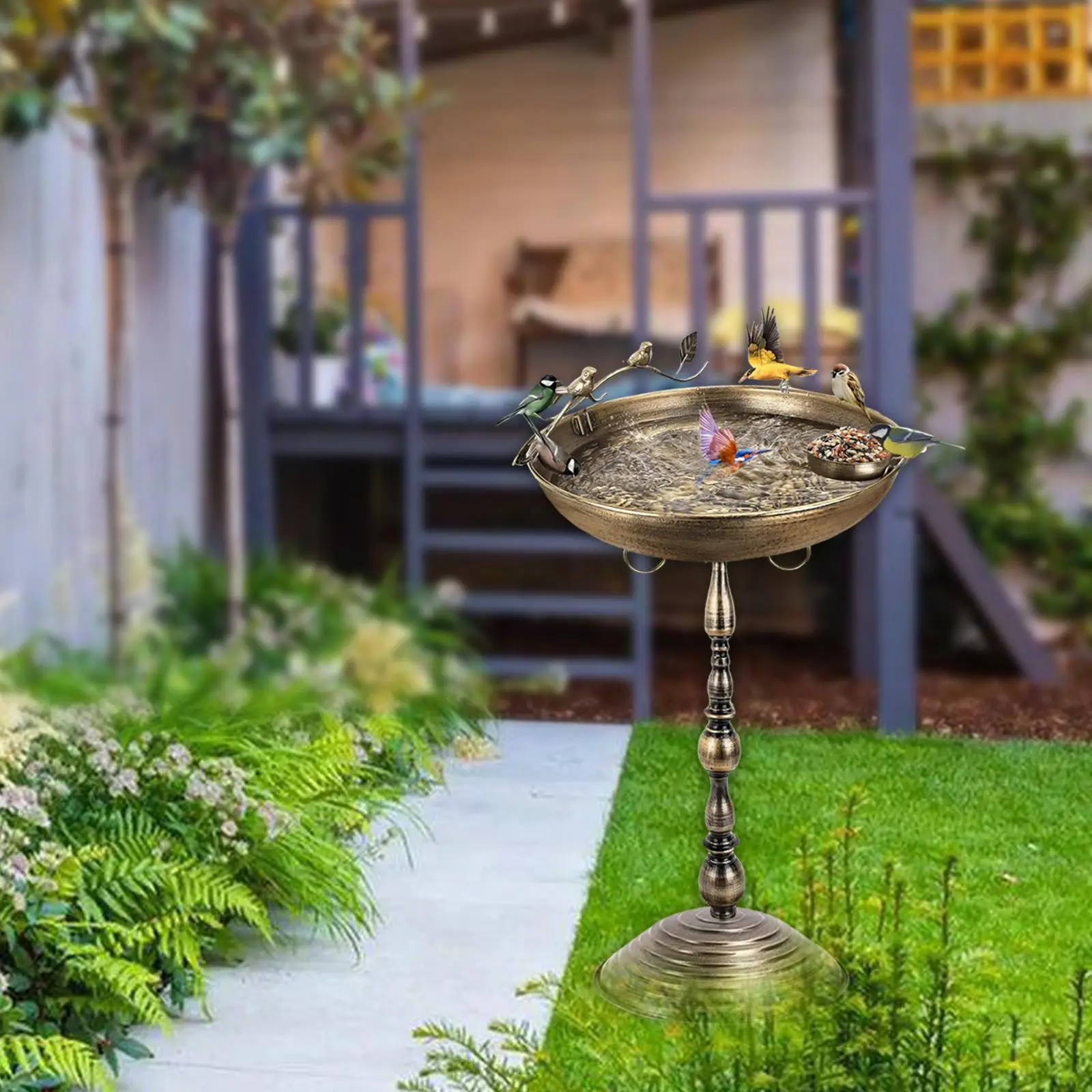 Cuenco de Metal para baño de pájaros, estación de alimentación desmontable, regalos, comedero para pájaros, cuenco alimentador para baños de pájaros para Patio, jardín al aire libre - imagen 5