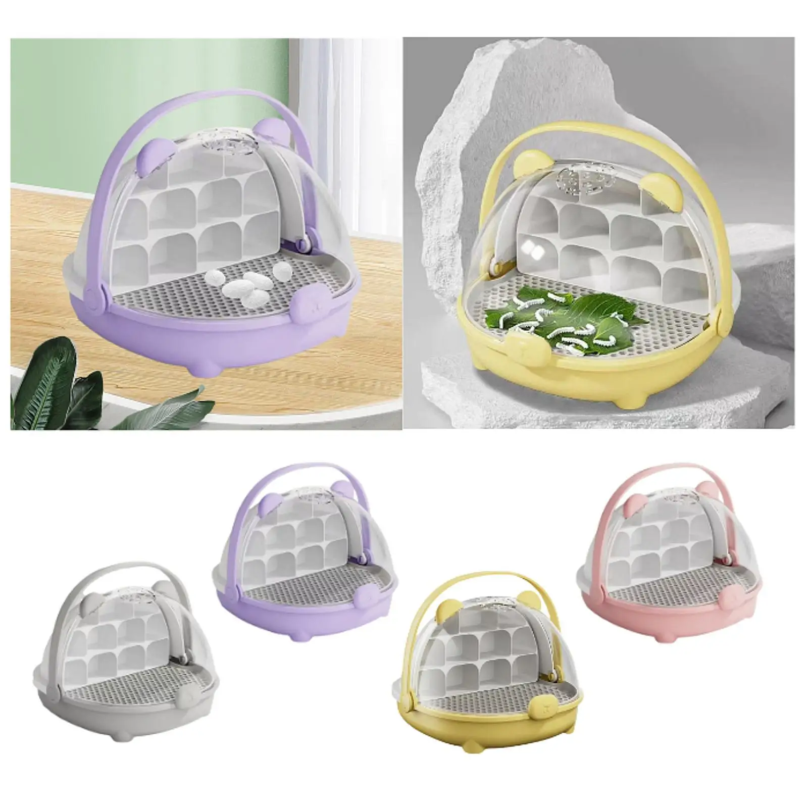 Silkworm Breeding Box for Silkworms Turtles Transparent Reptile Feeding Box