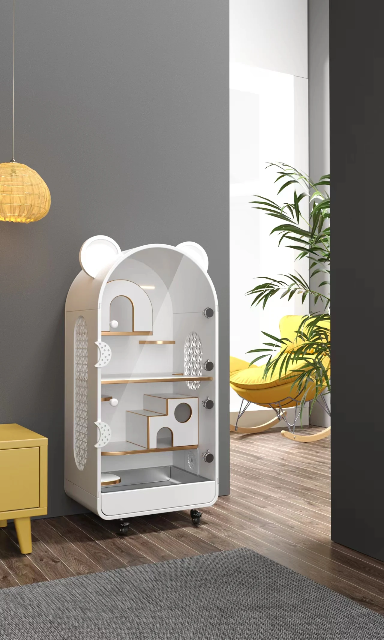 Chinchilla Villa Jaula de gabinete antimordeduras de madera maciza, jaula especial para citas, lujo, productos de compra