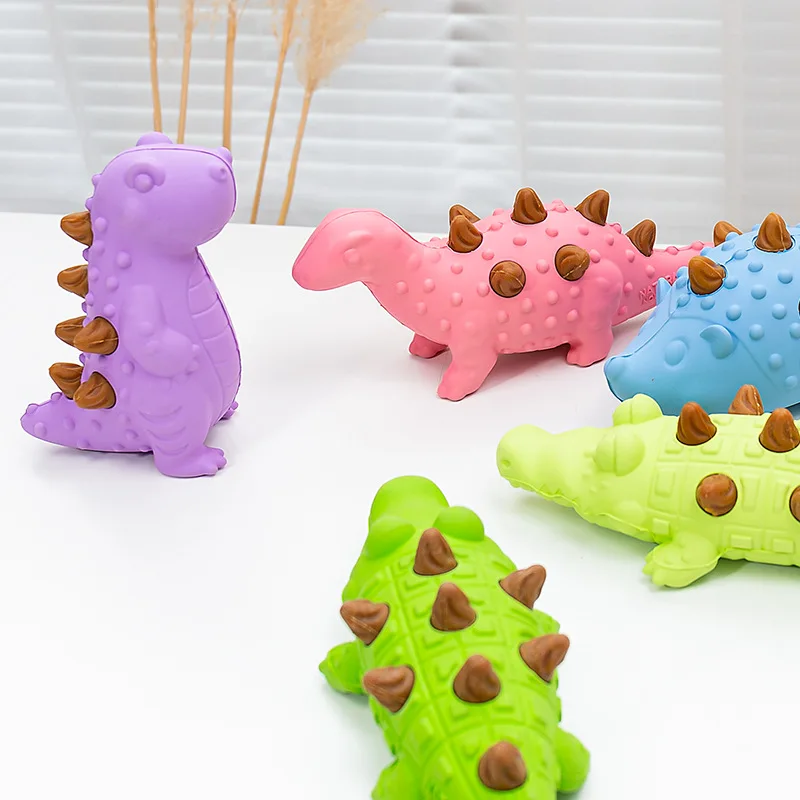 Tyrannosaurus Rex Snack Dog para aliviar el aburrimiento, limpieza de dientes molares, dinosaurio, perro pequeño, mediano y grande, pelota de comida con fugas, juguete - imagen 2