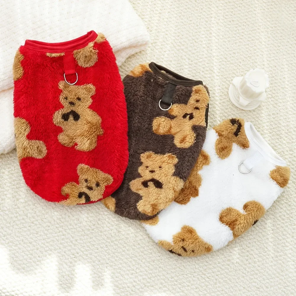 Lindo suéter de peluche de oso para perros pequeños, pijamas cálidos de lana suave y esponjoso para cachorros, ropa de dormir peluda, abrigo para Yorkie Chihuahua XS-XXL - imagen 3