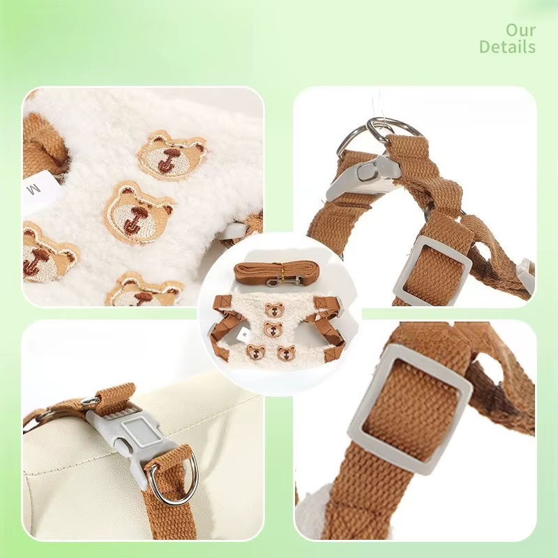 Arnés y correa con diseño de oso para perros y gatos – Ajustable y transpirable - imagen 3
