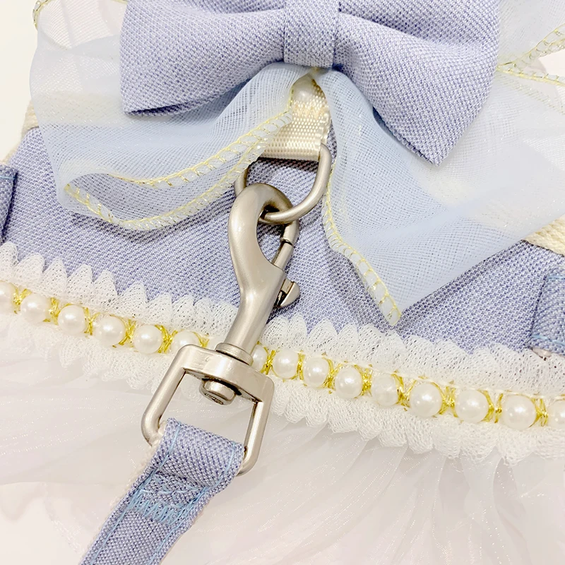 Dog Cat Harness Leash Set Adjustable Lace Bowknot Pet Harnesses Cute Puppy Dog Princess Dress Skirt Walking Lead Chihuahua York - imagen 4