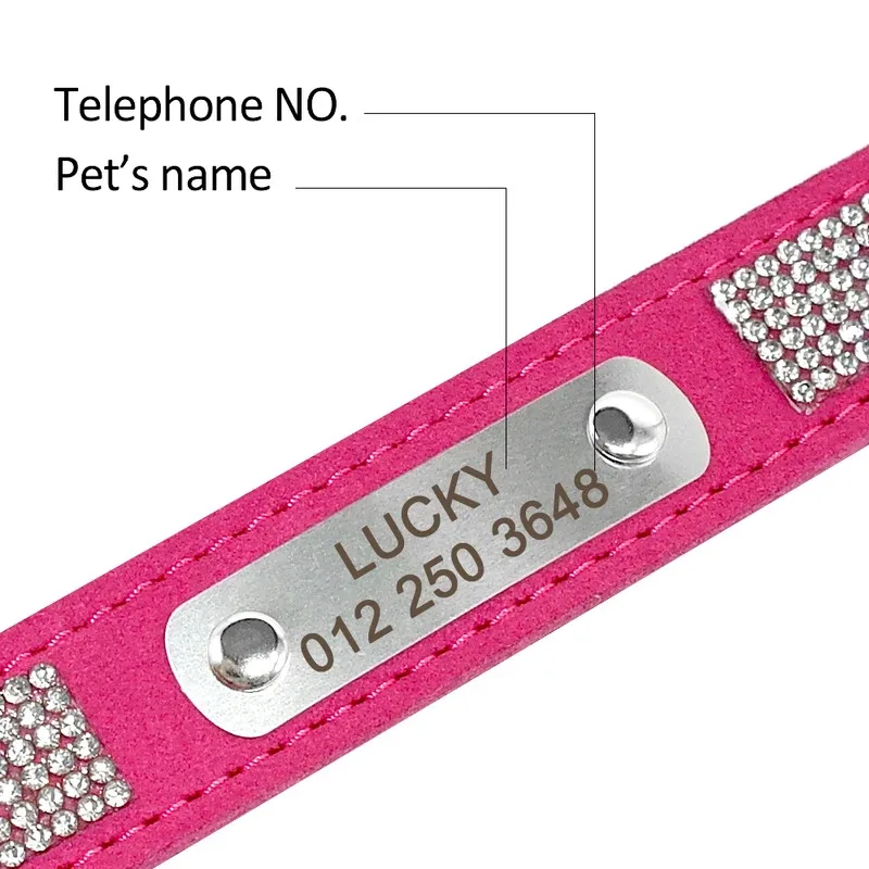 Collar de perro personalizado, collares de cuero para cachorros con etiqueta de nombre personalizada, Collar de gato ajustable para perros pequeños y medianos, 1 ud. - imagen 4