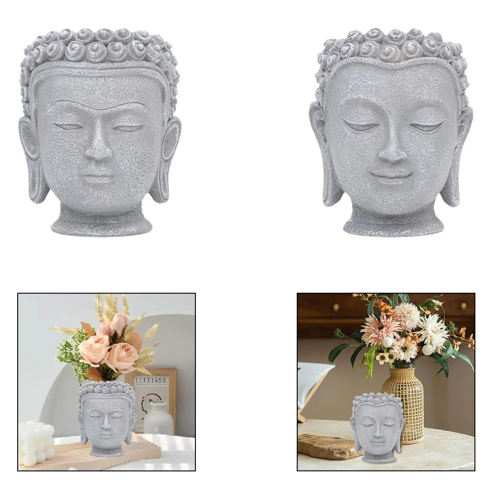 Maceta con cabeza de Buda, maceta para plantas de interior, decoración de regalo, escultura para centro de mesa, hogar, jardín, escritorio y oficina - imagen 3