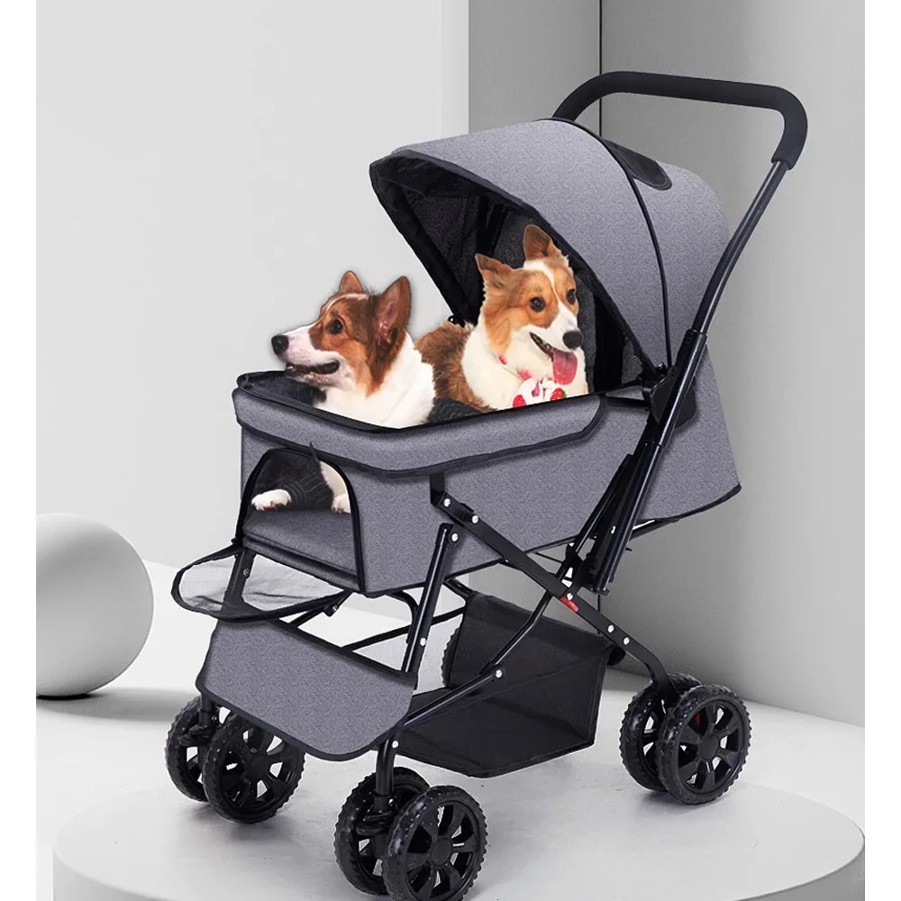 Carrito de paseo para perros y gatos – Plegable con cesta desmontable - imagen 3