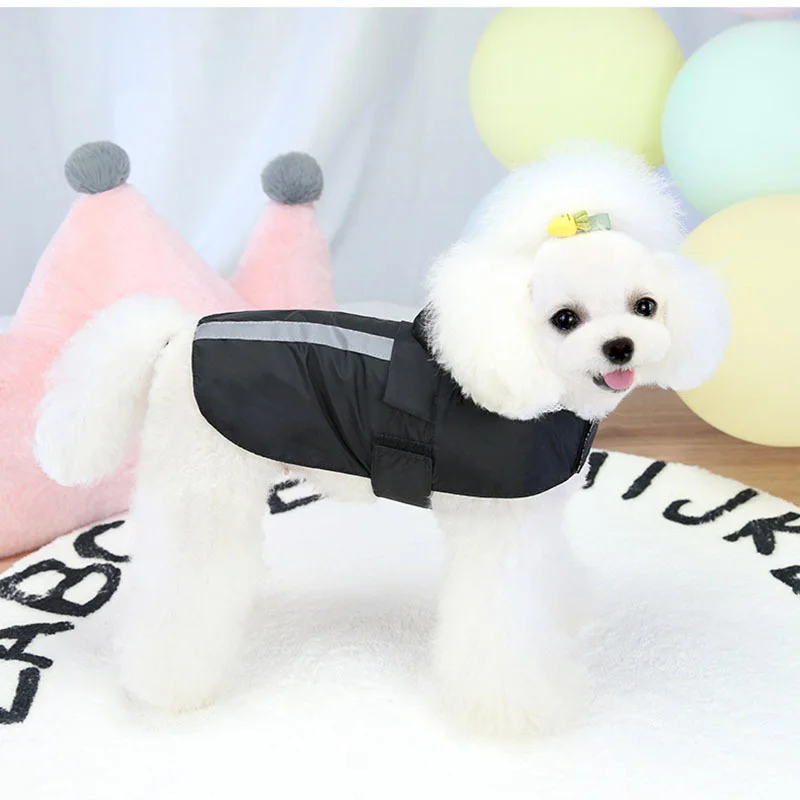 Chubasquero reflectante para perro, ropa impermeable a rayas para Bulldog Francés, capa impermeable para perros grandes, ropa para perros pequeños - imagen 3