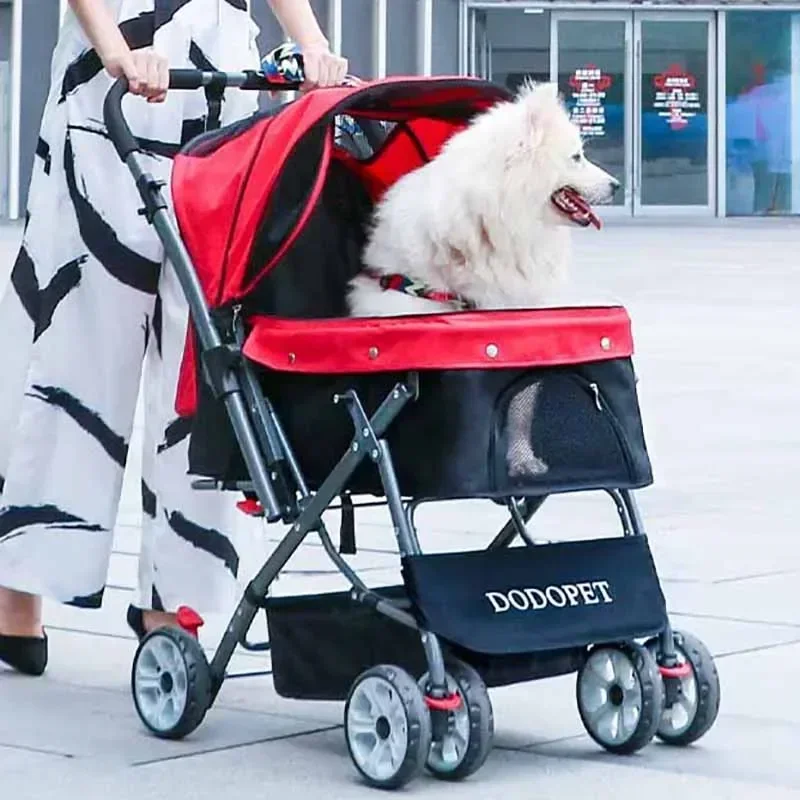 Camino al aire libre viaje de compras perro gato portador mascota Buggy cochecito bolsa carro casa perrera cochecito plegable 30kg - imagen 2
