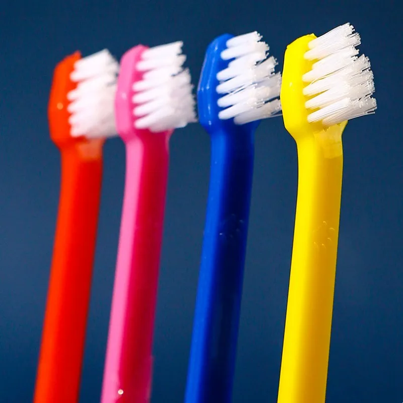 Cepillo de dientes de doble cabeza para gatos, limpieza bucal, pelo suave, mango largo, accesorios para mascotas - imagen 4