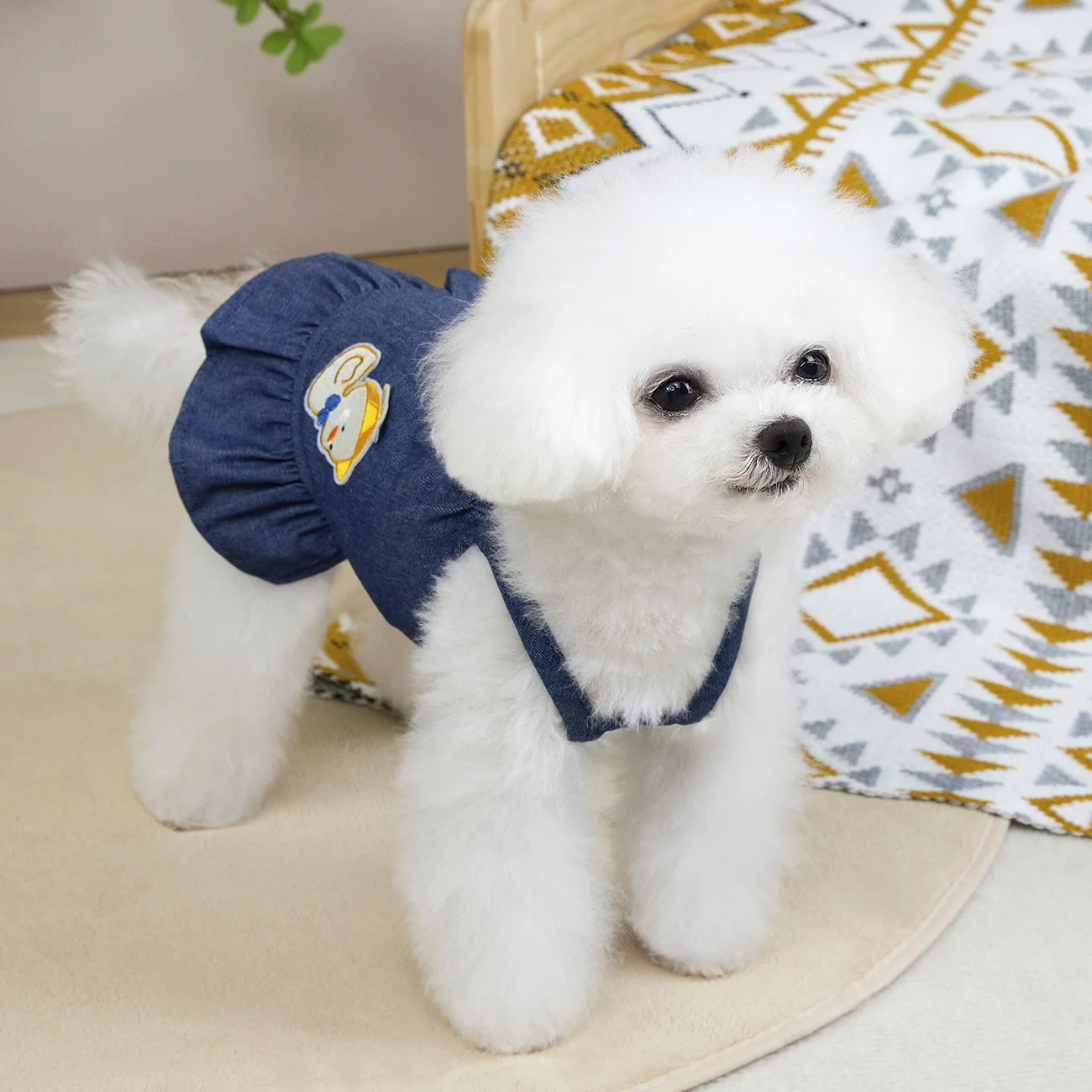 Falda con tirantes de vaquero para mascotas, falda fina y bonita de peluche para perros pequeños, ropa para perros pequeños y cachorros - imagen 4