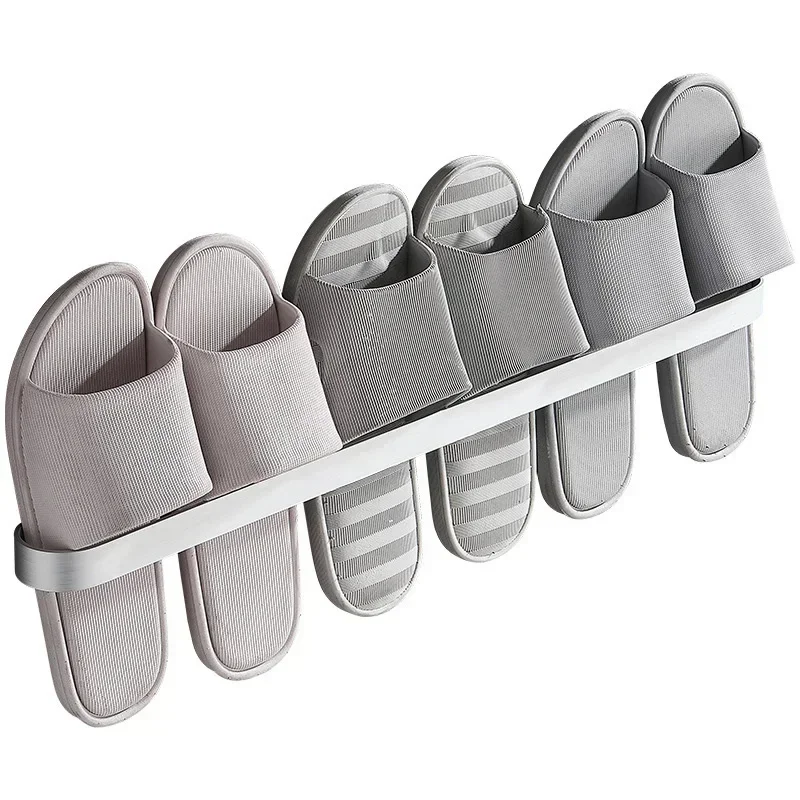 Estante para zapatillas de aluminio sin perforaciones, montaje en pared para baño, dormitorio, soporte colgante para zapatos, organizador, puerta de pared del inodoro, estante de almacenamiento de toallas - imagen 5