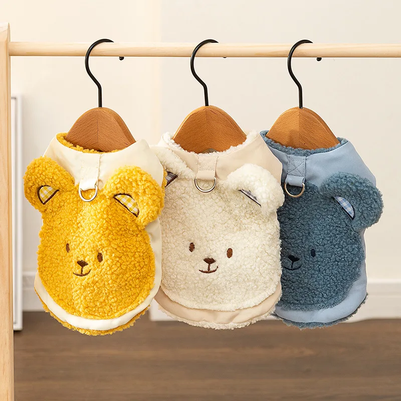 Otoño Invierno piel de cordero oso de peluche abrigo oso de peluche chaleco de tracción grueso cálido invierno Teddy ropa para mascotas ropa para perros pequeños
