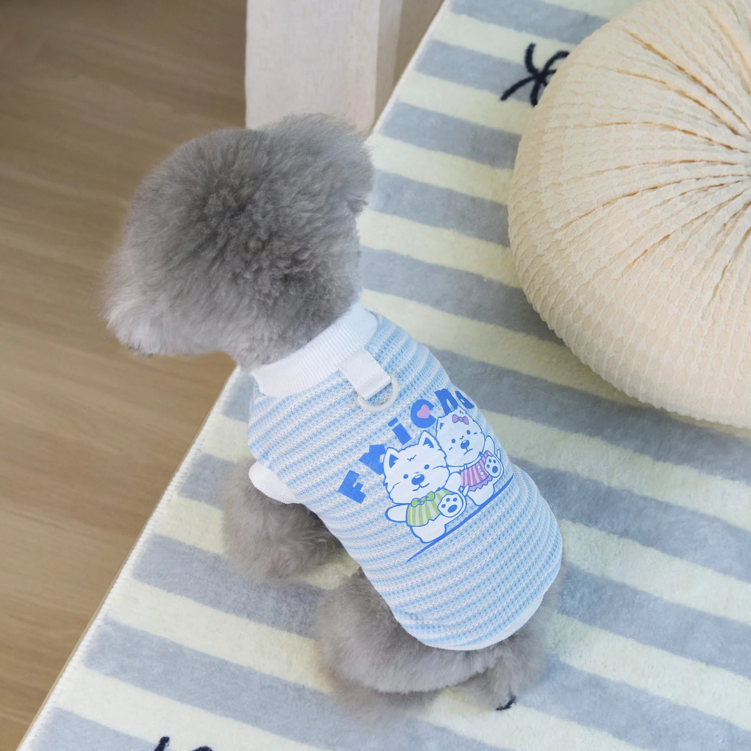 Ropa bonita de verano para perros, chaleco para cachorros, oso, Yorkshire, Chihuahua, camiseta a rayas, suministros de disfraz para gatos y mascotas, regalo para perros pequeños fino - imagen 4