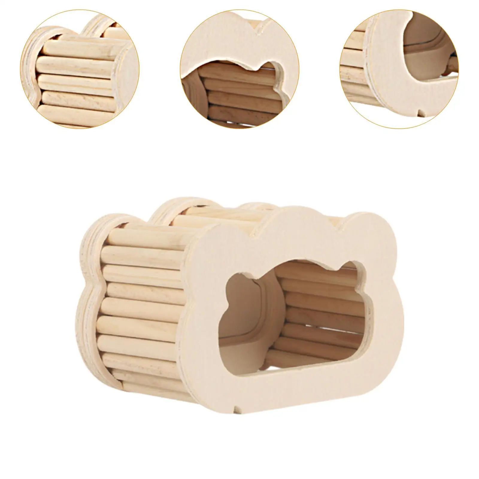 Casa de madera para hámster, nido oculto para casa de animales pequeños, refugio de actividades, accesorio de jaula de decoración de hábitat para correr, hacer ejercicio - imagen 5