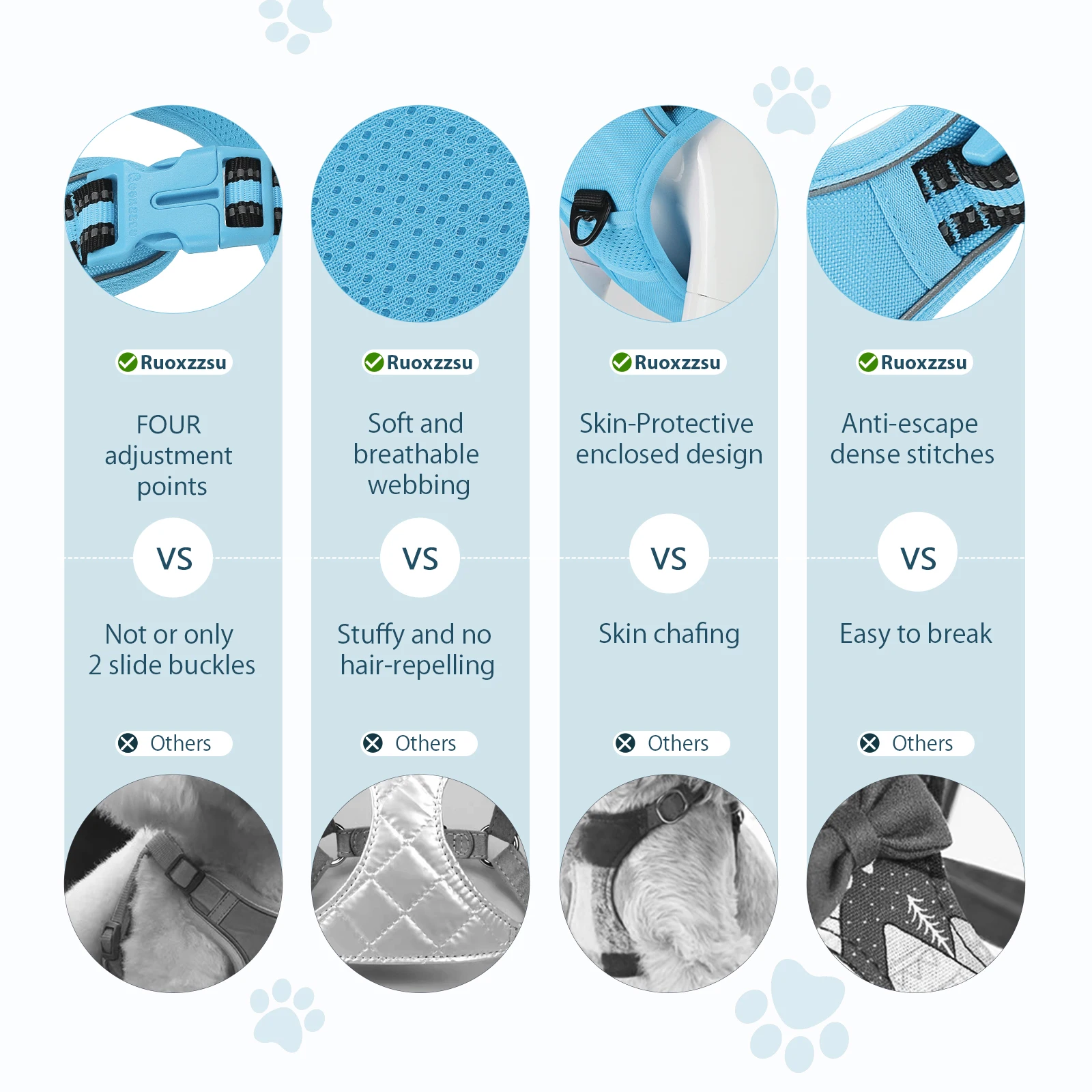 Arneses para perros/mascotas, chaleco Oxford reflectante ajustable para exteriores, clips de correa delantera/trasera para perros pequeños, medianos, grandes, extragrandes, - imagen 5