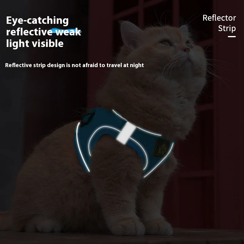 Arnés reflectante para perros y gatos con correa, chaleco ajustable de malla transpirable para mascotas, juego para caminar al aire libre sin tirar para mascotas pequeñas y medianas - imagen 5