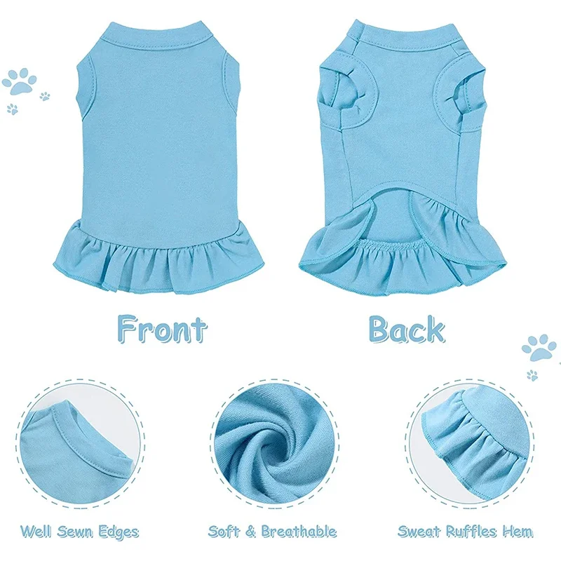 Vestidos de verano sin mangas para perros y niñas, camisas transpirables con volantes para cachorros, ropa para perros pequeños y gatos - imagen 3