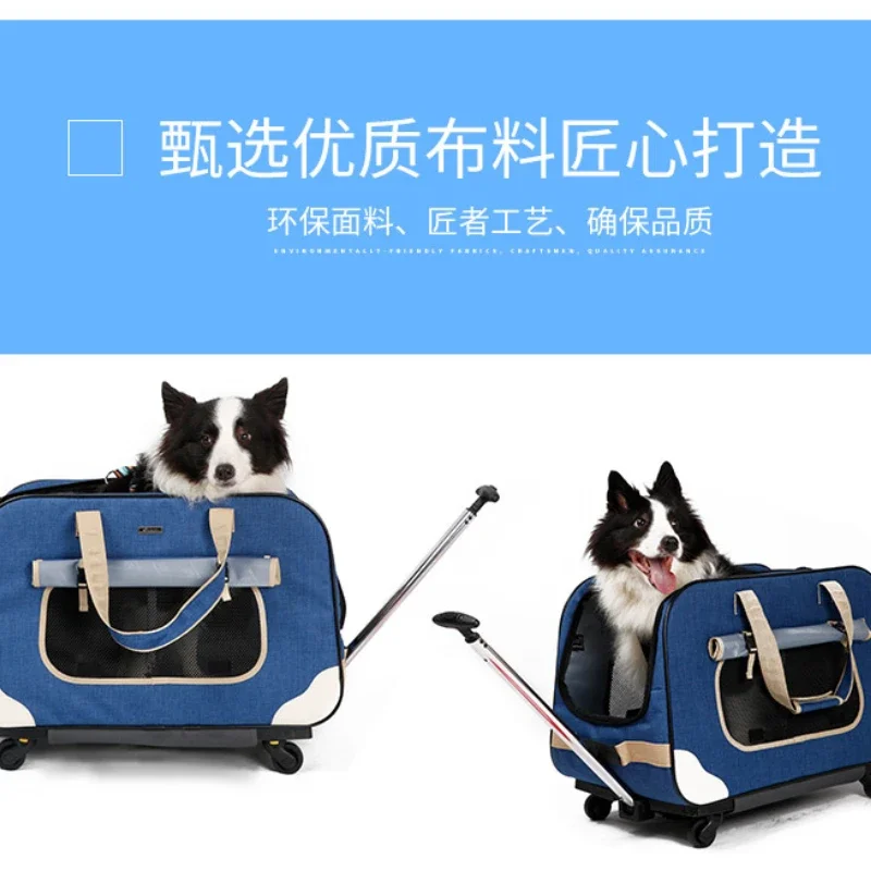 Cochecito para perros y gatos, cubierta de carrito plegable de cuatro ruedas para mascotas, bolsa de carrito para gatos, bolsa oculta a prueba de viento para perros, cochecito para mascotas - imagen 5