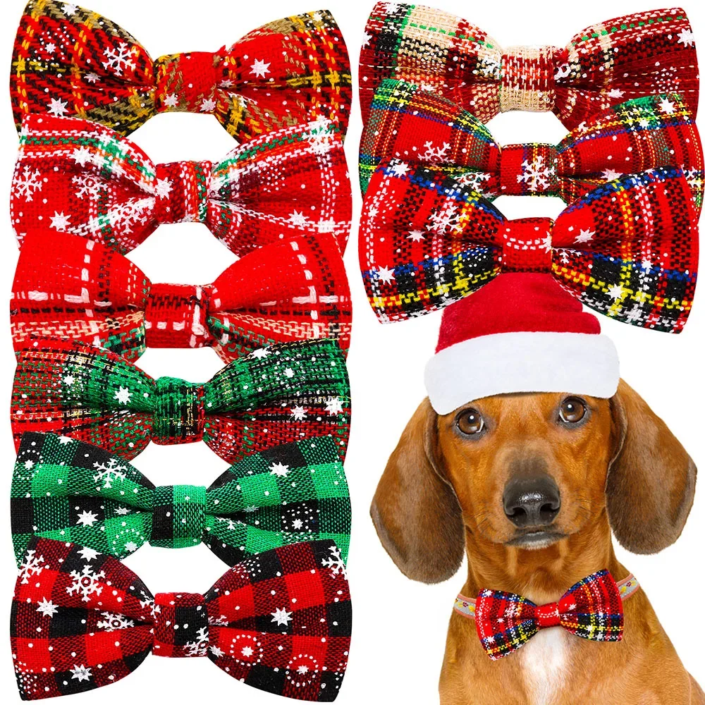 50 Uds. Lazos navideños para perros, Collar extraíble para perros pequeños, pajarita para perros, accesorios navideños para perros, suministros para mascotas, pajaritas para perros pequeños
