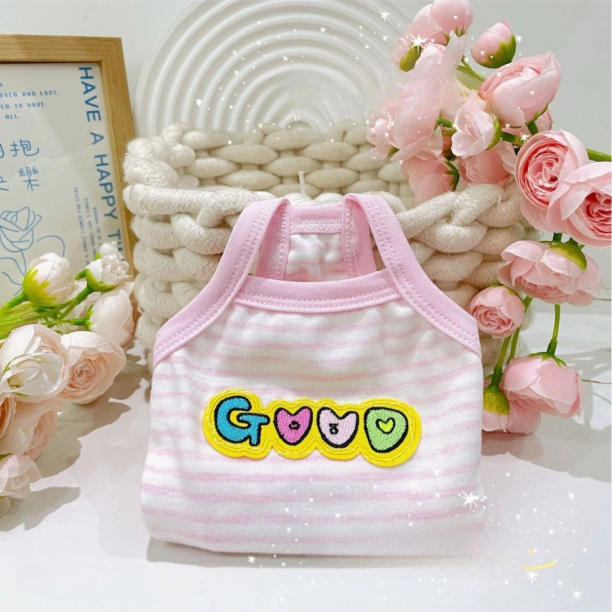 Camisola a rayas de primavera para mascotas, ropa para perros, cachorros, camisolas bonitas para el hogar, pijamas para el hogar, ropa para cachorros, chaleco - imagen 4