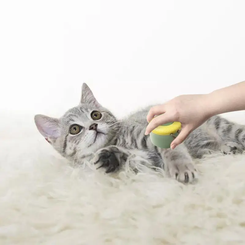 Cepillo de pelo redondo para gato, cepillo redondo con botón trasero para pelo de Mascota, experiencia de masaje, cepillo de aseo con punta recubierta de goma - imagen 2