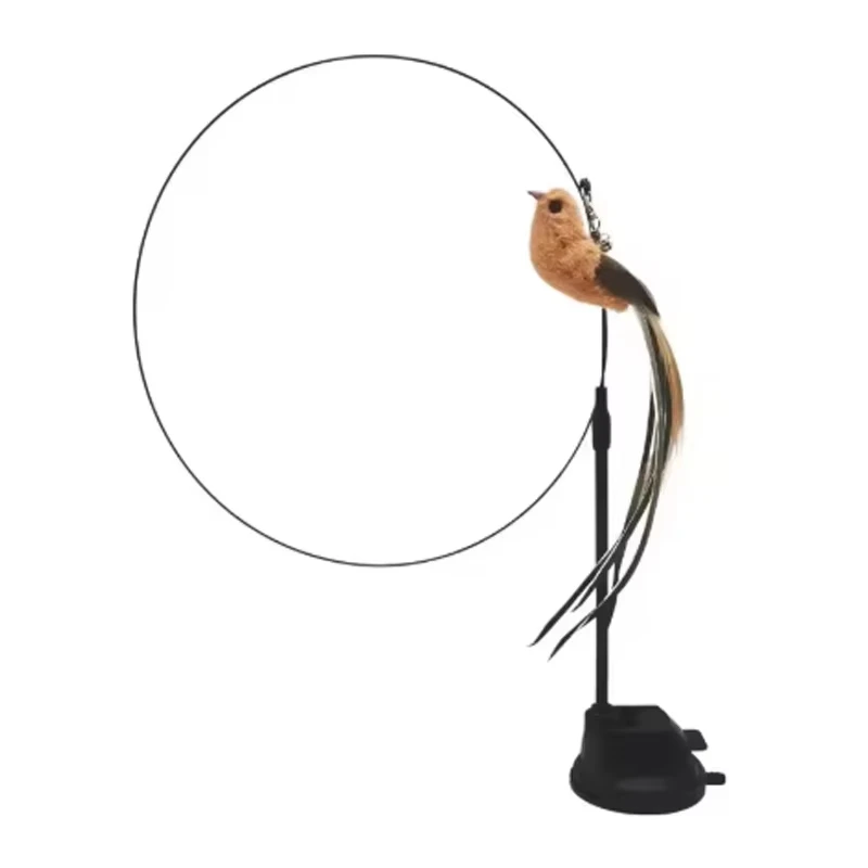 Juguete interactivo de plumas para gato y pájaro, ventosa, palo para gato con campana, juguete para gatito, recarga de repuesto para morder, juguete para masticar para gato - imagen 4