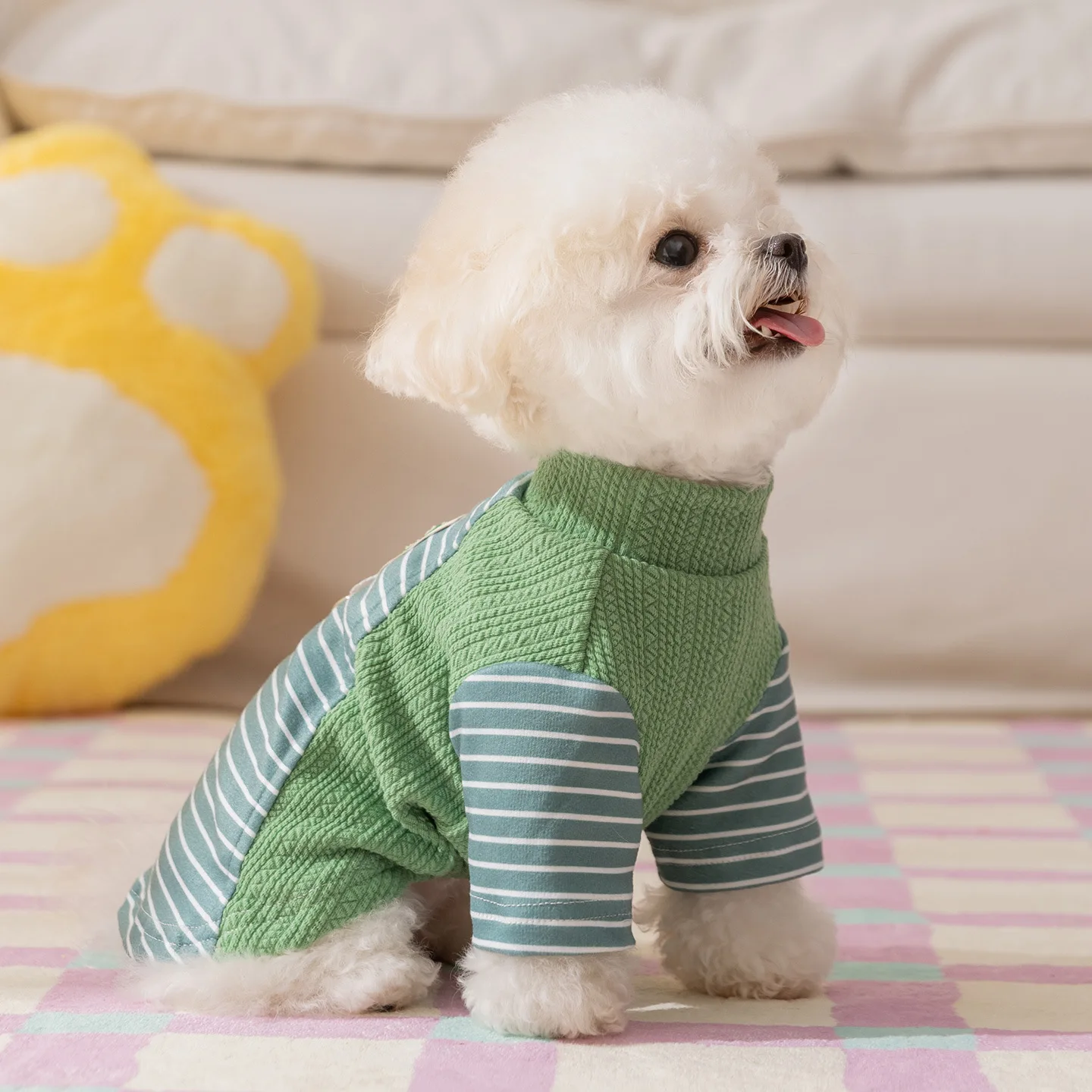 Otoño e Invierno mascota Linda camisa inferior a rayas Sudadera con capucha fina gato abrigo de tamaño pequeño y mediano ropa para cachorros para perros pequeños - imagen 3