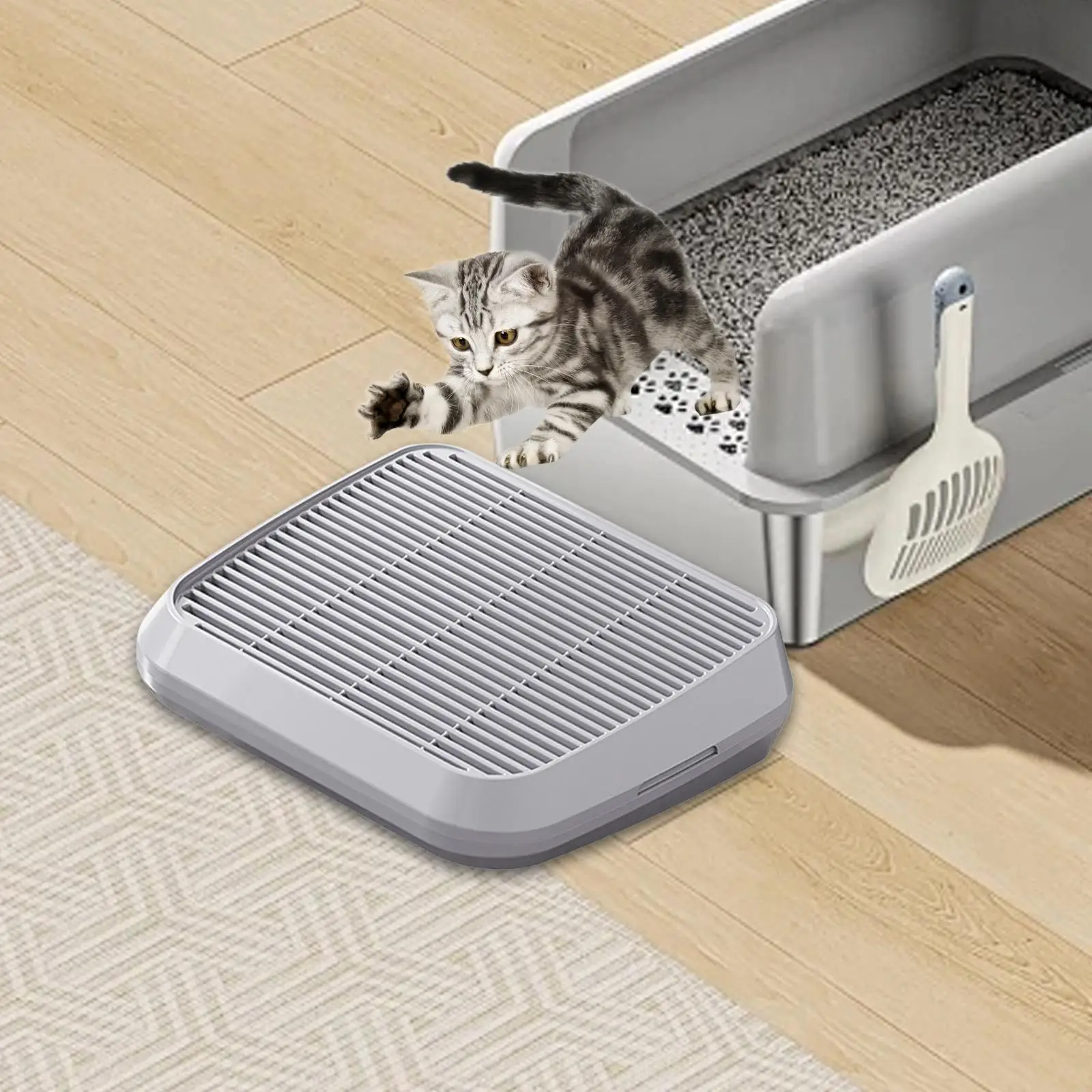 Kitty Litter Pad Detachable Lightweight Scatter Control Footboard Pad for Bedroom Living Room Lavatory Indoor Cats Pet Supply