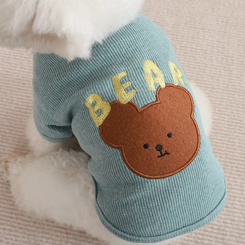 Ropa bonita de verano para cachorros, chaleco con estampado de oso de manzana para perros, sudadera para gatos y perros, camiseta interior para caniche Bichon de Chihuahua, camiseta para perros 2025 - imagen 2