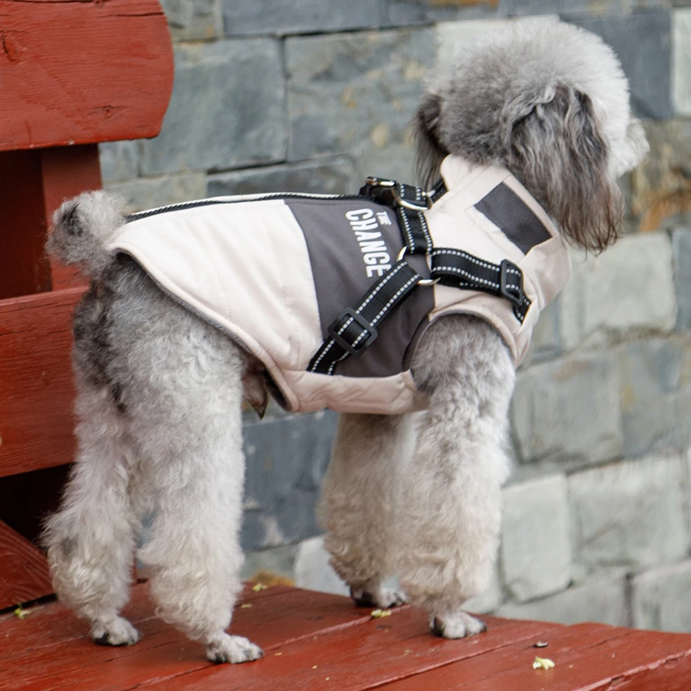 Abrigo cálido de invierno para perros, chaqueta con arnés, chaqueta para exteriores para mascotas, ropa de otoño e invierno para perros medianos y pequeños, 1 ud. - imagen 4