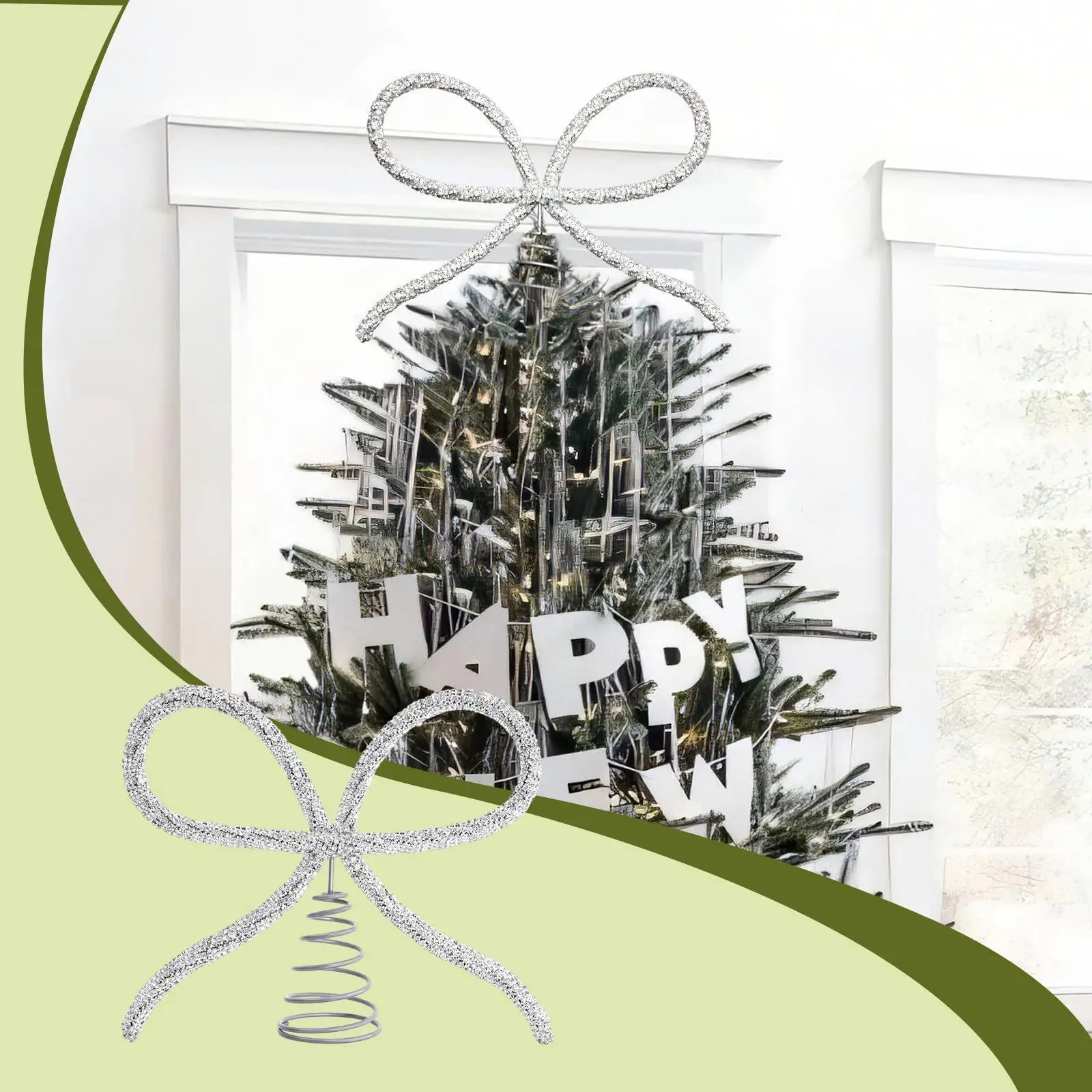 Adorno para árbol de Navidad con lazo, decoración navideña única y versátil, adorno para árbol de Navidad para interiores, recuerdos de fiesta en casa, accesorios para fotos de cafetería, centro comercial - imagen 3