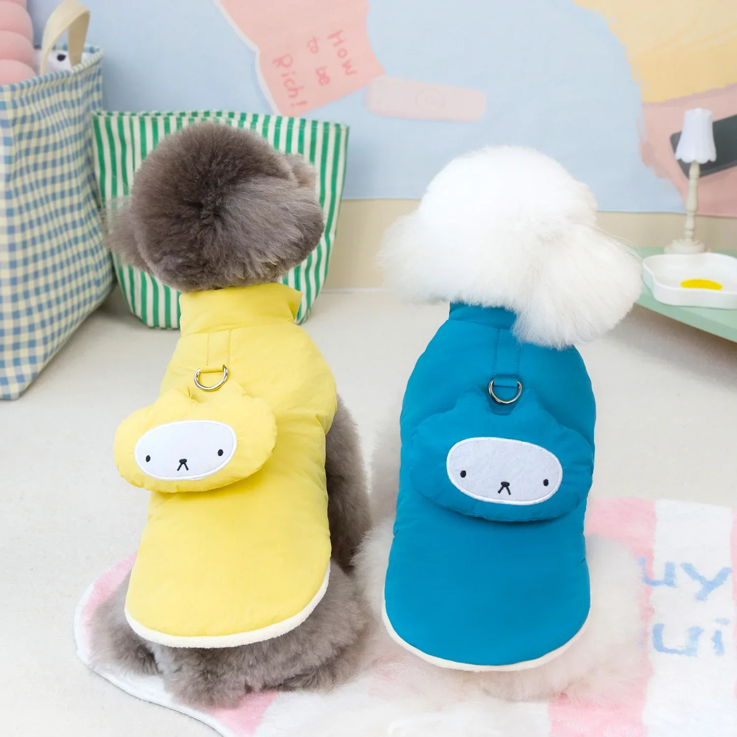 Abrigo de otoño e invierno para mascotas, abrigo grueso de Color sólido para muñecas, Parkas para perros pequeños y medianos, ropa para mascotas, ropa para cachorros