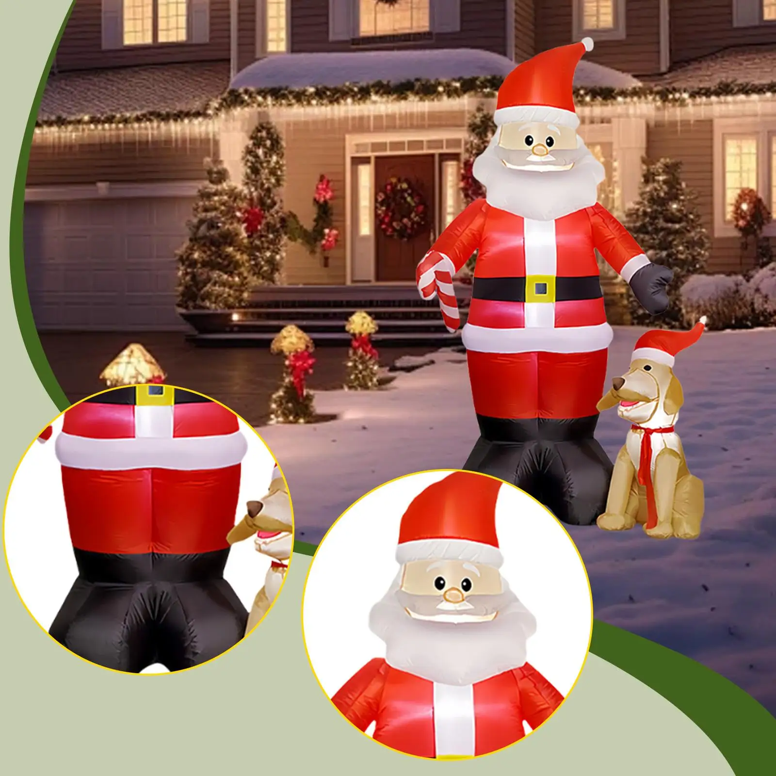Christmas Inflatable, Blow up Santa and Dog, Novelty LED Lighted Outdoor Decoration, 7.9 ft for Garden Party Lawn Backyard Decor