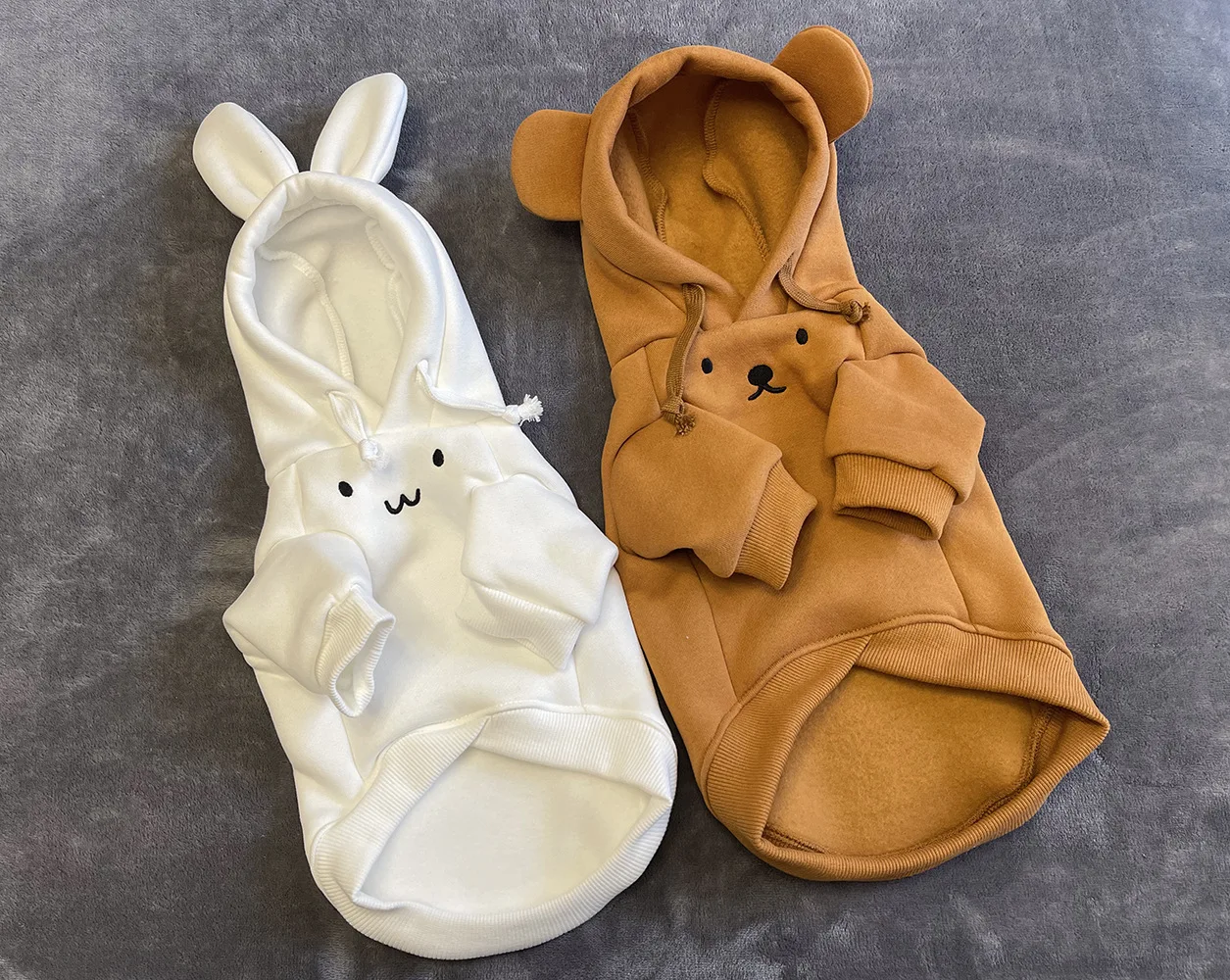 Sudadera con capucha de orejas de oso de conejo, suéter de algodón cálido y grueso de terciopelo, abrigo de expresión de dibujos animados, moda, Ins, invierno, nuevo - imagen 2