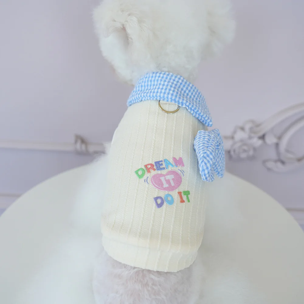 Base de otoño e invierno para mascotas, bonita bufanda, camiseta para el calor, pijamas para gatos de peluche pequeños y medianos, ropa para perros pequeños - imagen 3