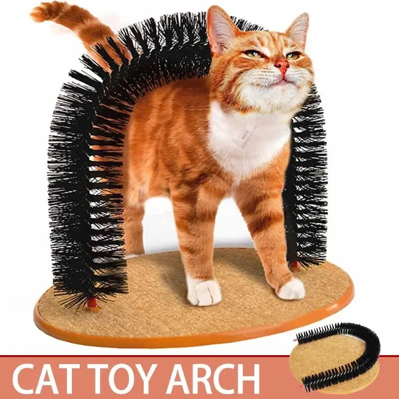 Arco rascador con cepillo para gato – juguete y cuidado diario - imagen 2