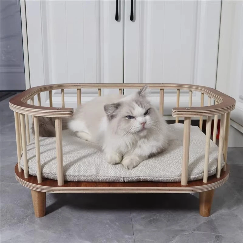 Camas creativas de madera maciza para mascotas, gatos, perros, para todas las estaciones, impermeables, a prueba de moho, colchón de pie, muebles para mascotas, productos - imagen 2