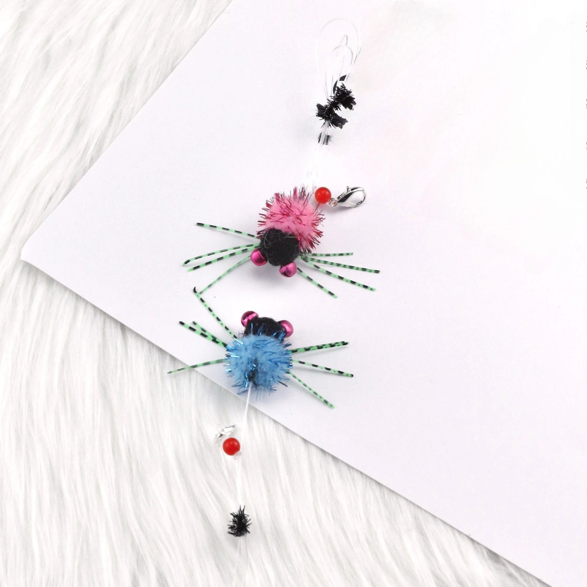 1 ud./2 uds. Cabezal de repuesto de insectos voladores de araña de simulación para gato Teaser Stick Rod juguetes para Gato