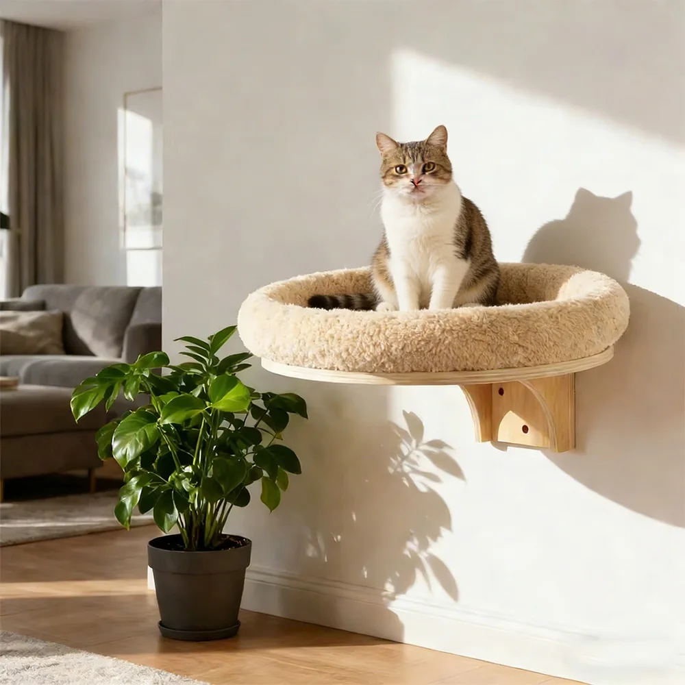 Cama de pared para gatos de interior con felpa suave