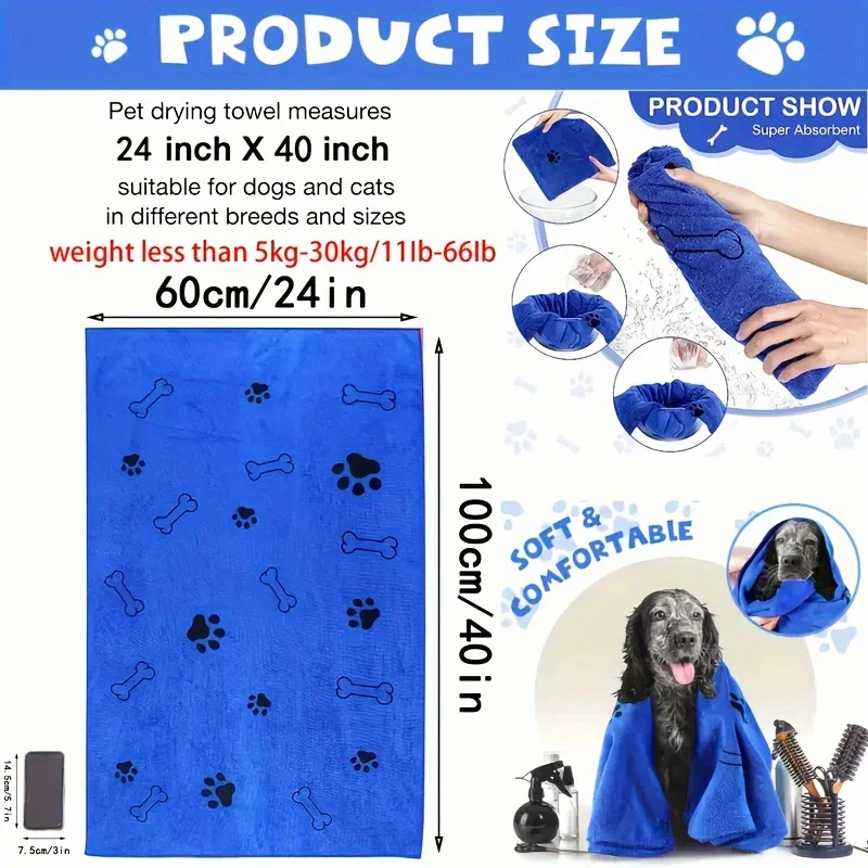 Toalla para perros, toallas para mascotas para perros y gatos, toalla de baño con garra para perros de secado rápido de microfibra para cachorros, productos de baño para mascotas, perros medianos absorbentes - imagen 3