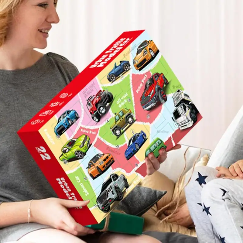 Calendario de cuenta regresiva, juego de coches extraíble, calendario de cuenta regresiva 22X, vehículos de construcción para niños en edad preescolar, vehículos de juguete para niños - imagen 3