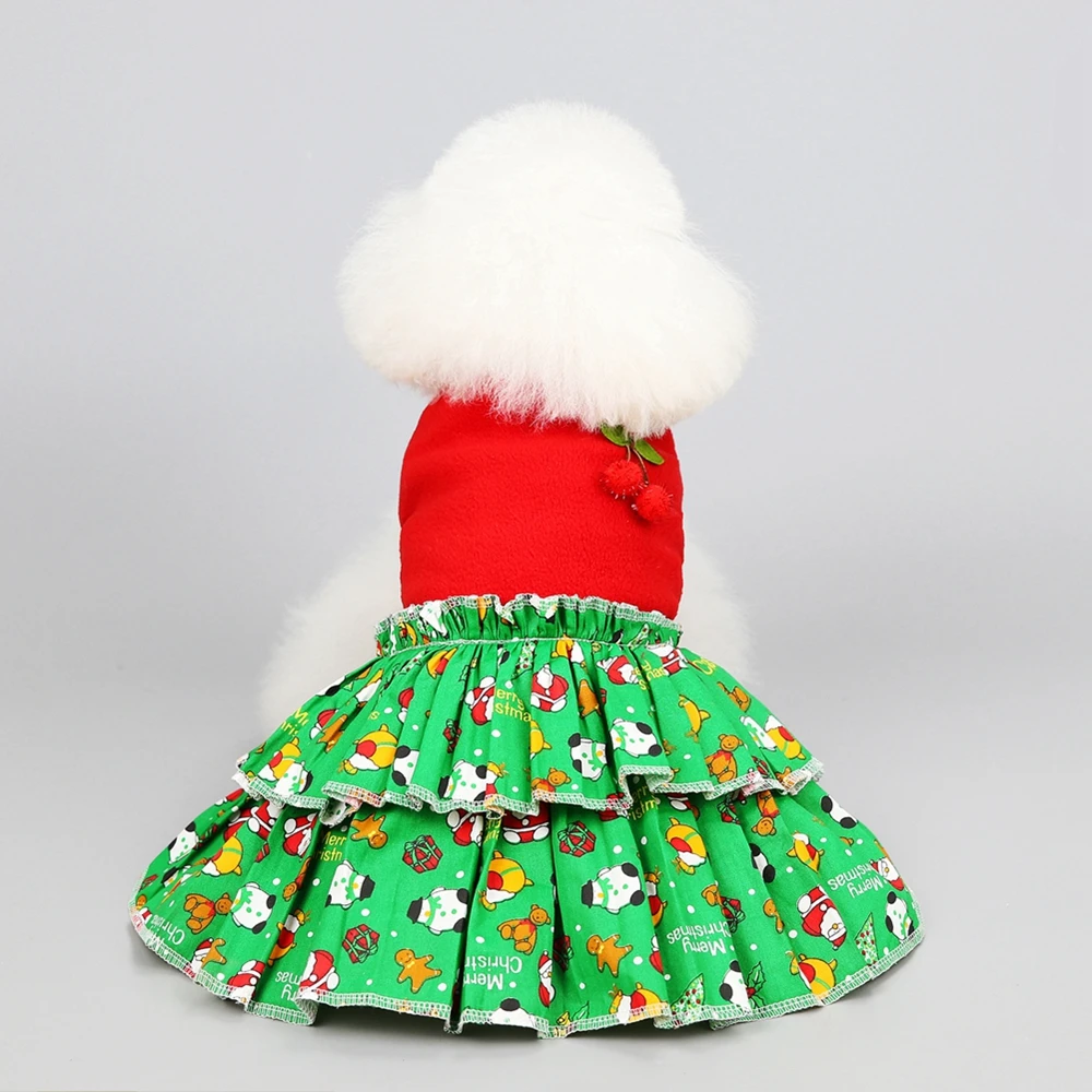 Vestido de Navidad para perros, traje de fiesta navideña para mascotas, abrigo, vestido de Navidad, falda de celosía de Papá Noel para cachorros, ropa para gatos - imagen 2