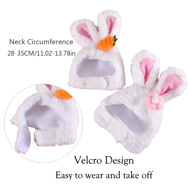 Lindo Gorro con orejas de conejo para gatos, gorro de felpa para mascotas, gorro cálido, accesorios de Cosplay, PhotoProp, suministros para sombreros de gatitos, navidad - imagen 2