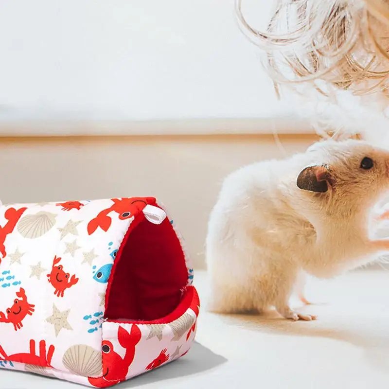 Cama de hámster de invierno sin caída, casa divertida para animales pequeños, casa de animales pequeños, hámsteres de oso de seda dorada - imagen 3
