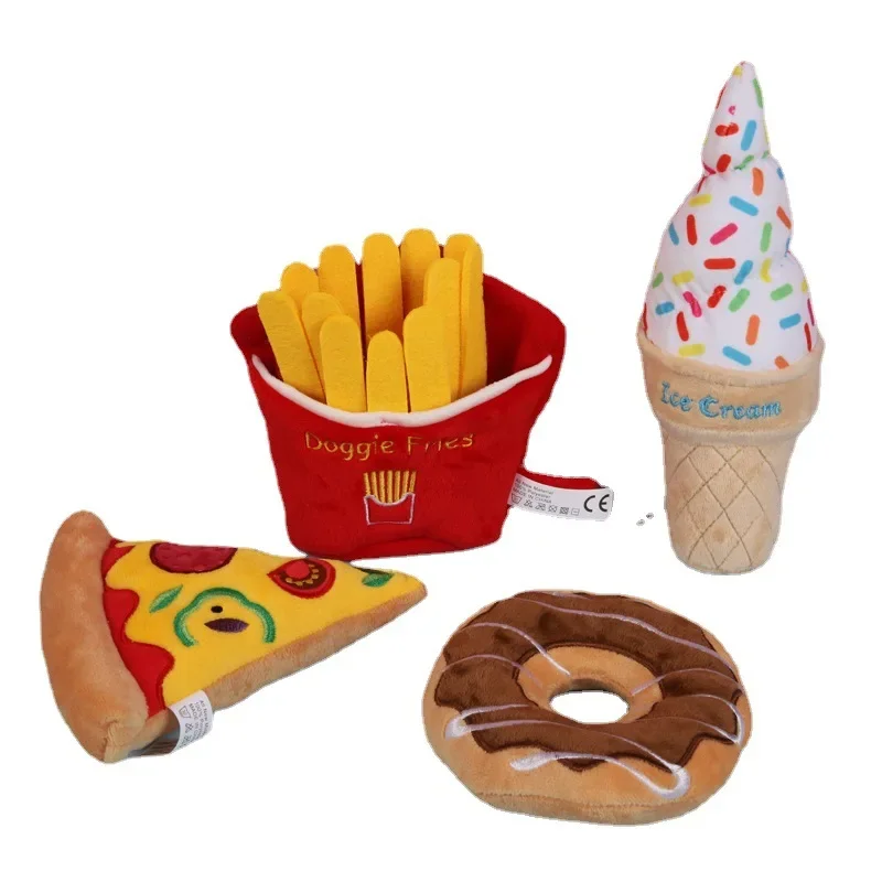 Juguete de peluche de dibujos animados para perro, juguete de peluche para mascota, Pizza, gato, mordedura, suministros para mascotas, rompecabezas para perros, accesorios para perros - imagen 4