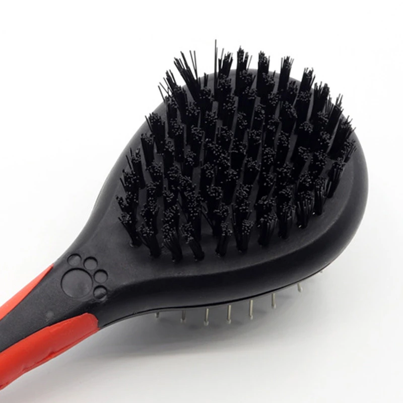 Peine de doble cara para mascotas, cepillo de Pelo Largo con mango de plástico, cepillo de baño de masaje para cachorros y gatos, herramienta de aseo para mascotas - imagen 5