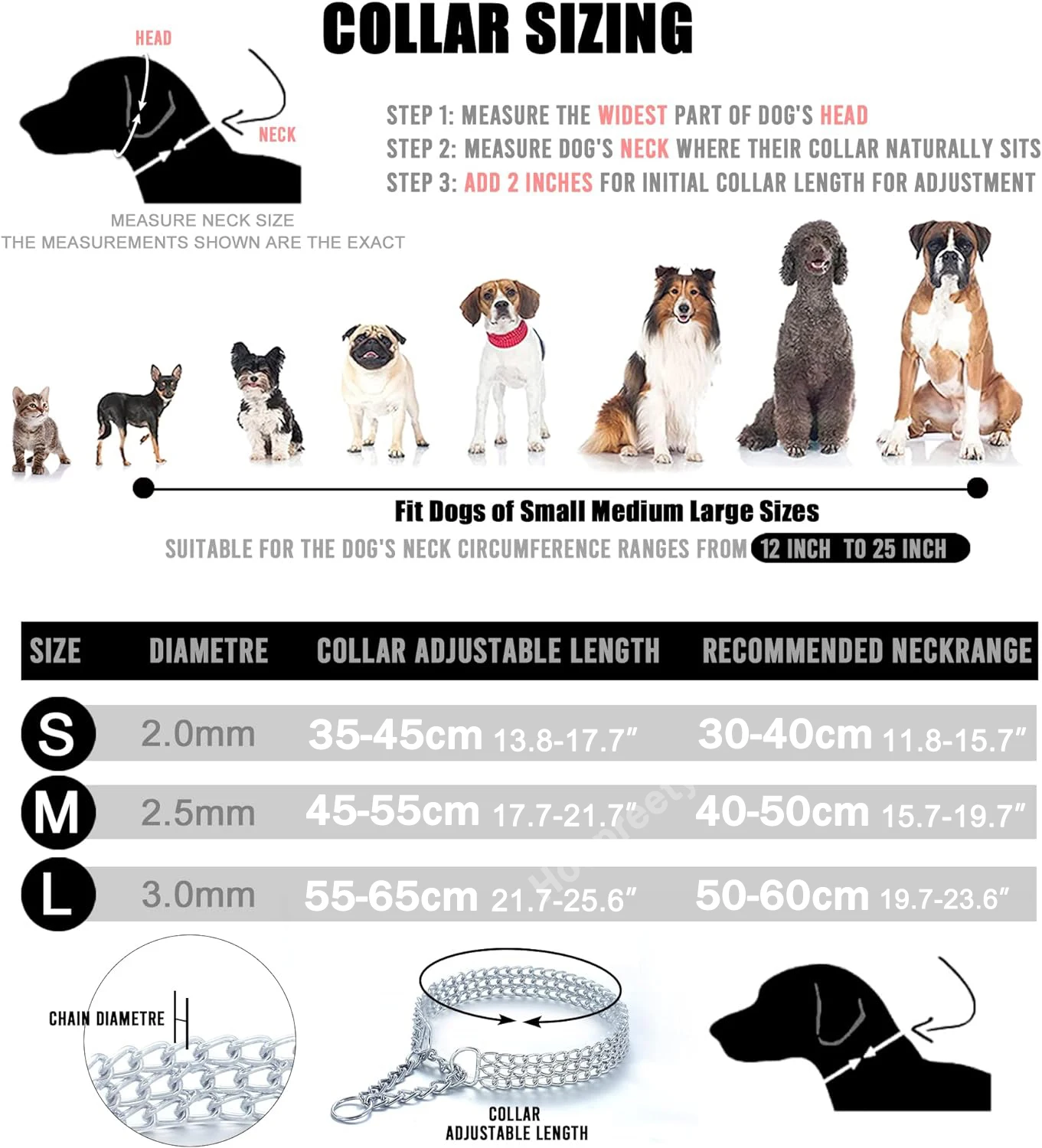 Collar de cadena de eslabones cubanos de Metal para perro, cadena de Triple fila a prueba de mordeduras, Collar de estrangulamiento para mascotas, perros grandes, pequeños y medianos, entrenamiento para caminar - imagen 3