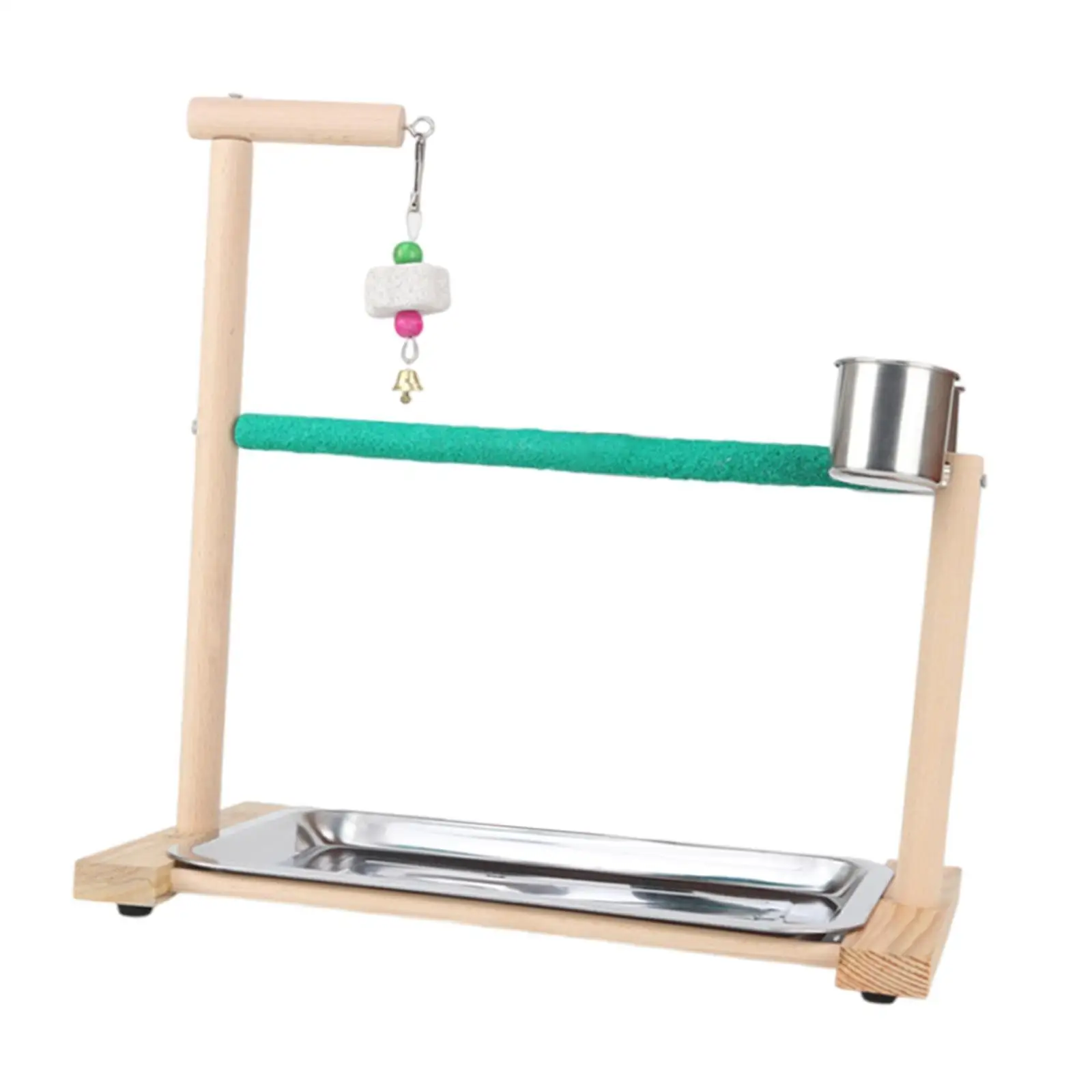 Parrot Playground Perch Gym Removable Tray Feeder Cups Exercise Activity Center for Budgie Conures Cockatoos Cage Accessories