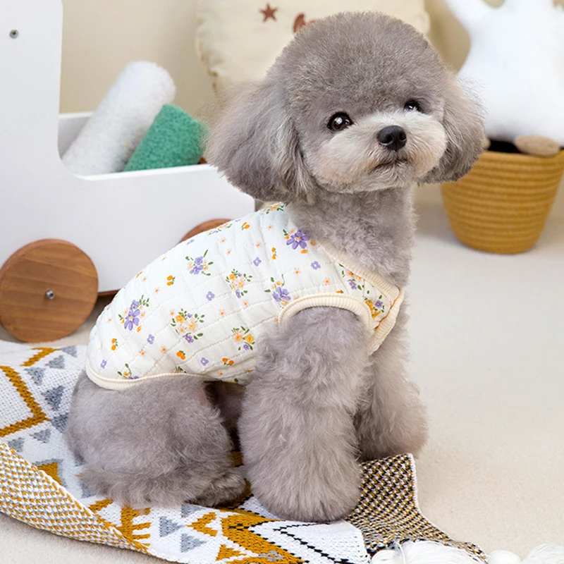 Ropa suave de algodón para perros, chaleco cálido para perros, abrigo con estampado bonito para perros pequeños y medianos, disfraz de Chihuahua Yorkie, suministros para mascotas - imagen 4